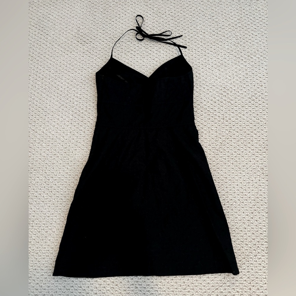 Ann Taylor halter eyelet black dress size 0